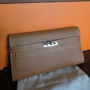 SOLD see Details * Hermes Gold PHW Kelly Long Wallet  w/ Short 3rd Party Strap